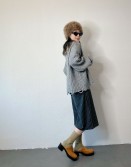 Grey Oversized Raw Edge Knit #241239